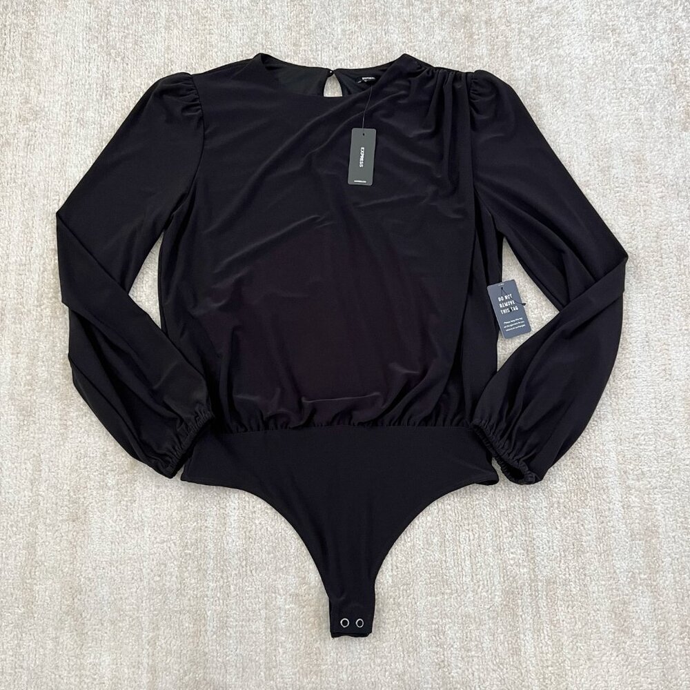 NWT Express Long Sleeve Bodysuit Blouse Top in Black M
